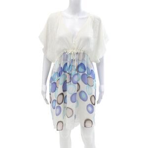 Adam Adam Lippes Womens Silk Sheer V-Neck Spotted Mini Dress White Size 8